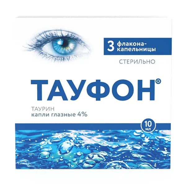 Тауфон капли глаз 4 % флакон-капельница 10 мл, 3 шт.