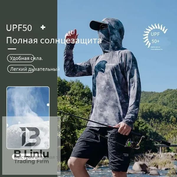 Simms Джерси мужская для рыбалки с капюшоном с принтом Точки, рыболовный лонгслив летний солнцезащитный