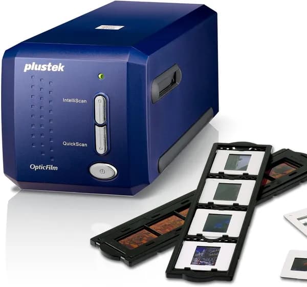 Plustek Сканер OpticFilm 8100 фильм,Пленка 35 мм, 7200 точек на дюйм, 48-битный вывод, совместима с системами Mac/Windows (версия для обновления начального уровня), темно-синий