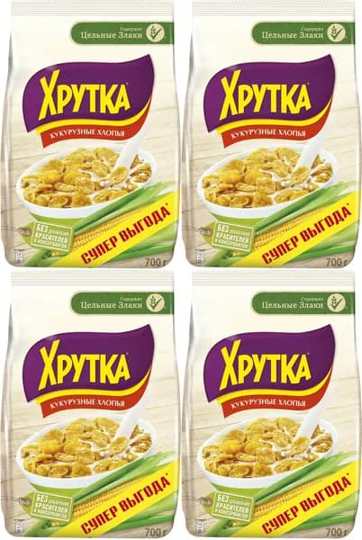 Хлопья Хрутка кукурузные обогащенные кальцием, комплект: 4 упаковки по 700 г