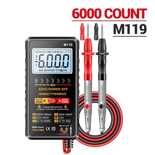 Цифровой мультиметр M119 на 6000 отсчетов, тестер транзисторов и емкости, с функцией измерения отрицательного напряжения (NCV).