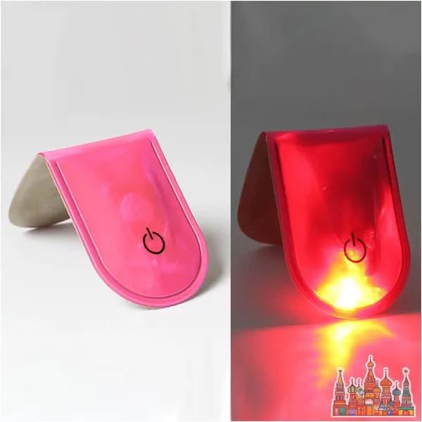 Светоотражающий маячок с клипсой, LED, 2 режима, от батарейки, 8 см
