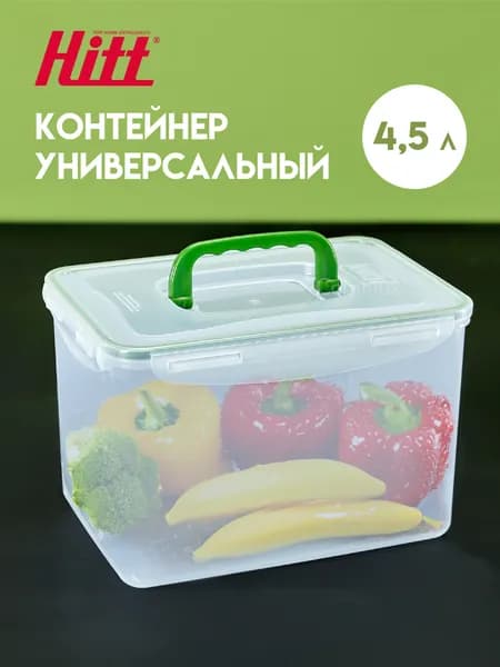 Контейнер для хранения пластиковый 4,5 литра Hitt, герметичный, с ручкой, для заморозки продуктов