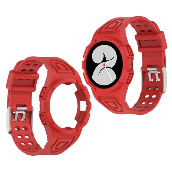 TPU-ремешок для смарт-часов Samsung Galaxy Watch FE/6/5/4 40 мм, прозрачный красный