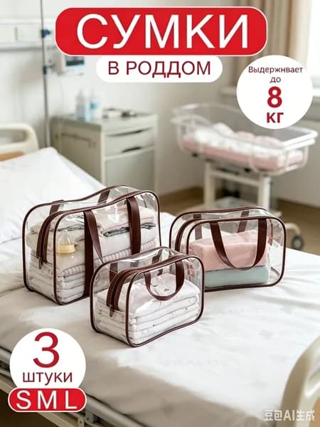 Сумки в роддом для беременных для мамы комплект 3 шт матовые