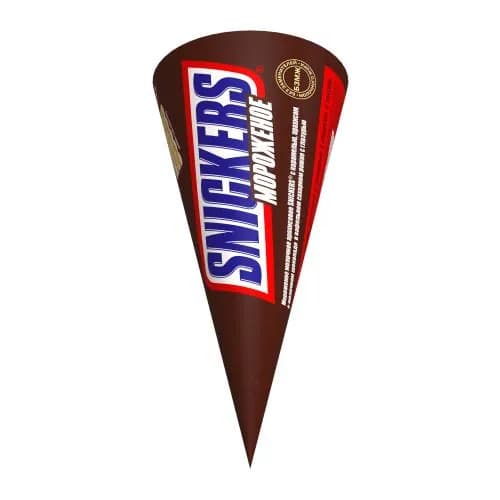 Мороженое Snickers с карамелью арахисом в молочном шоколаде рожок 69г