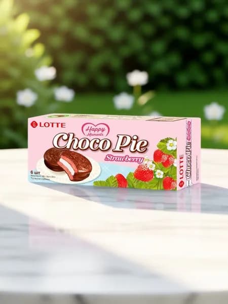 Печенье прослоенное глазированное, клубника Choco Pie, 168г