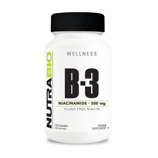 NutraBio Niacinamide Ниацинамид (B3) 500 мг 120 капсул