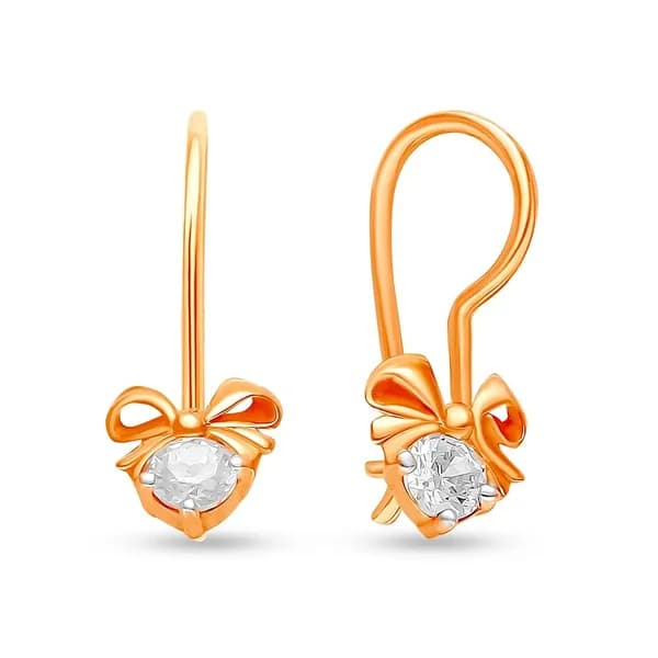 Серьги детские с фианитами из красного золота 375 пробы 585GOLD