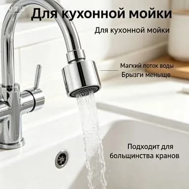 Аэратор для смесителя кухни M22 внутр.резьба, 99% совместимость, фильтрация и экономия воды