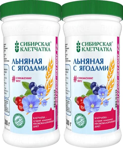 Клетчатка Сибирская клетчатка Льняная с фруктами, комплект: 2 упаковки по 280 г