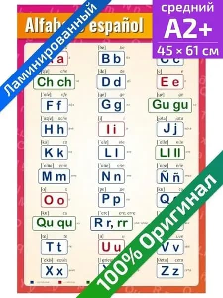 Испанский алфавит по испанскому языку плакат А2