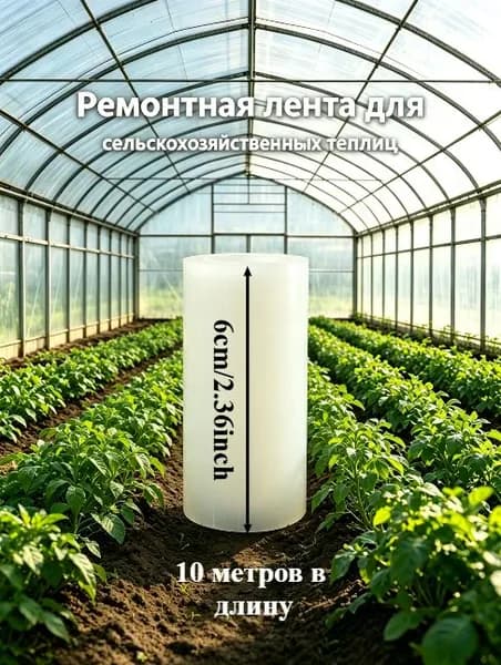 Ремонтная лента для теплиц, прозрачная, из полиэтилена, 10 м