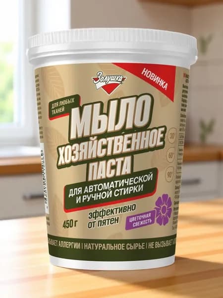 ЗОЛУШКА: Натуральная хозяйственная паста для стирки "Цветочная свежесть", 450 г