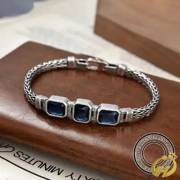 Серебряный винтажный браслет для пары, 22 см, плетеная цепочка
