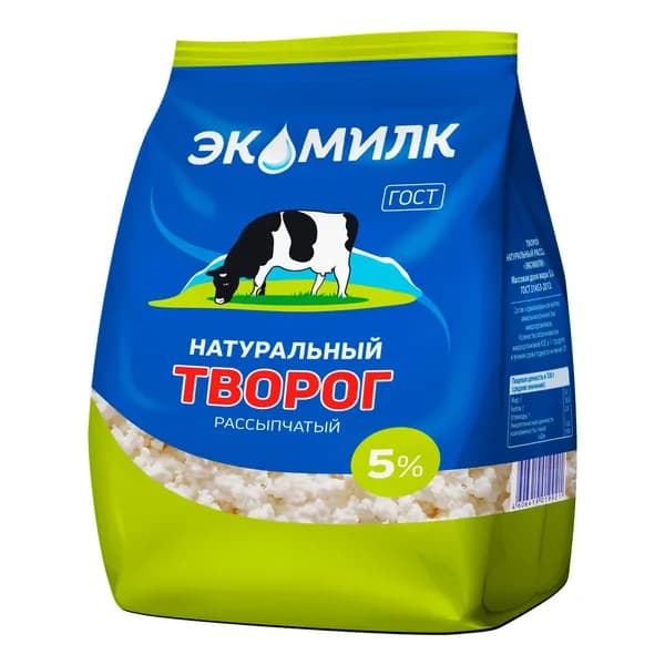 Творог рассыпчатый Экомилк 5% БЗМЖ 350 г