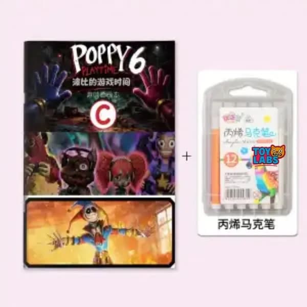 Детская рисовалка обводилка (Poppy Playtime) с персонажами Хагги Вагги и Кисси Мисси, развивающая тетрадь для раскрашивания, для мальчиков и девочек от 6 лет