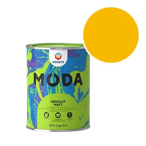 Краска моющаяся Eskaro Moda Absolut Matt RAL 1023 (Транспортный желтый - Traffic yellow) 0,9 л