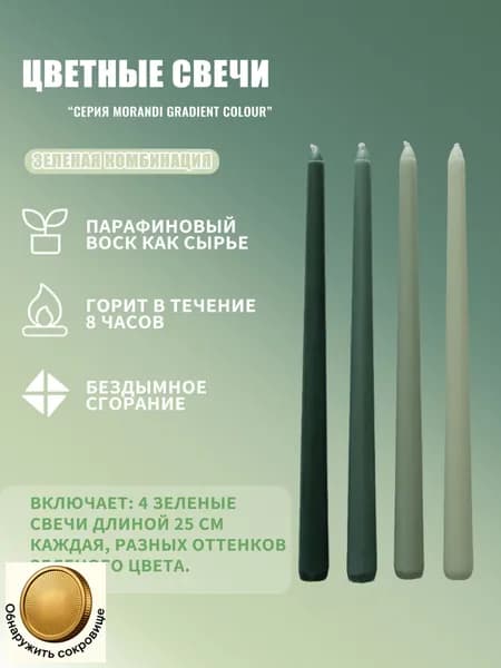 Свеча, 25 см х 2.5 см, 4 шт