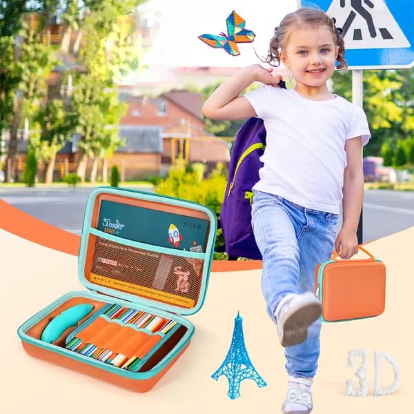 Чехол из ЭВА для 3D-ручки 3Doodler Start+ Essentials (2024), оранжевый, водонепроницаемый