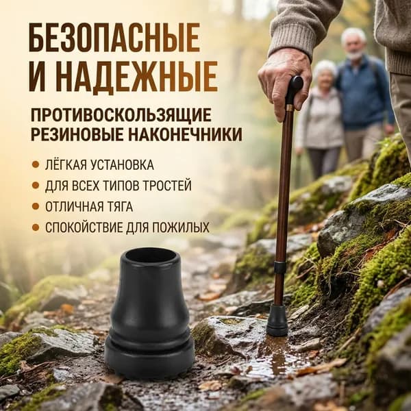Резиновый наконечник для трости круглый нескользящий
