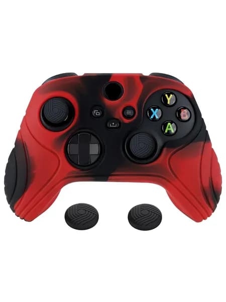 PlayVital Силиконовый чехол для Xbox Series S/X, Красно-чёрный, с накладками на стики, Samurai Edition