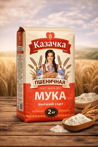 Мука пшеничная хлебопекарная высший сорт 2 кг