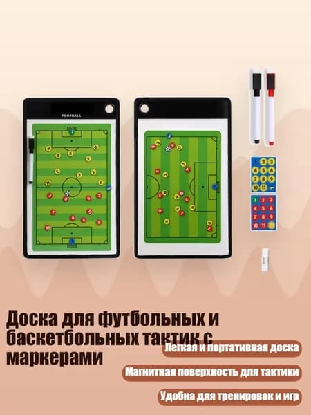 Доска для футбольных и баскетбольных тактик с маркерами, - Футбол