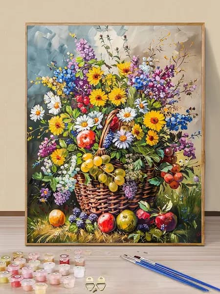 Картина по номерам для взрослых начинающих, цветок, цветной холст, 40x50см, Без рамки