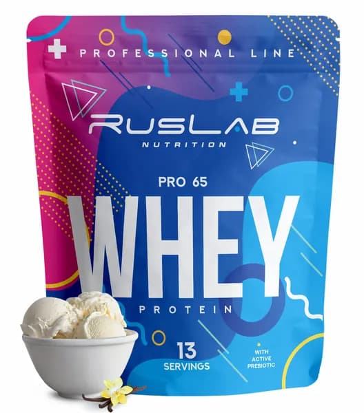 Протеин сывороточный WHEY PRO 65, белковый коктейль (416 гр),вкус ванильное мороженое