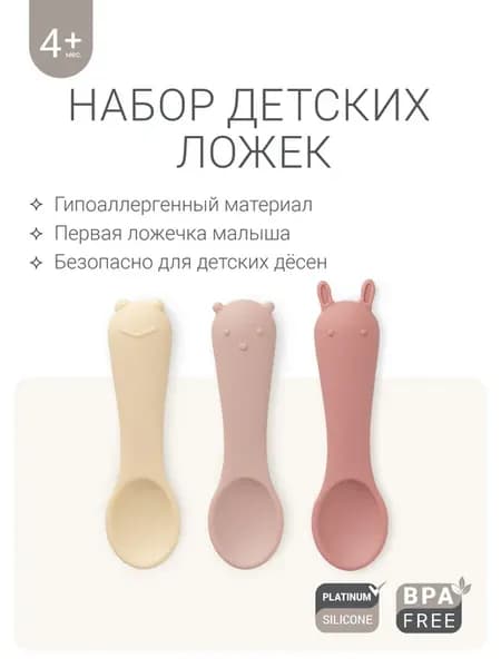 Ложка для прикорма детская силиконовая 3 шт. безопасная
