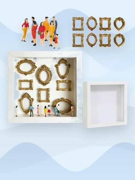 Миниатюрная фоторамка-теневой бокс DIY, белый со светом