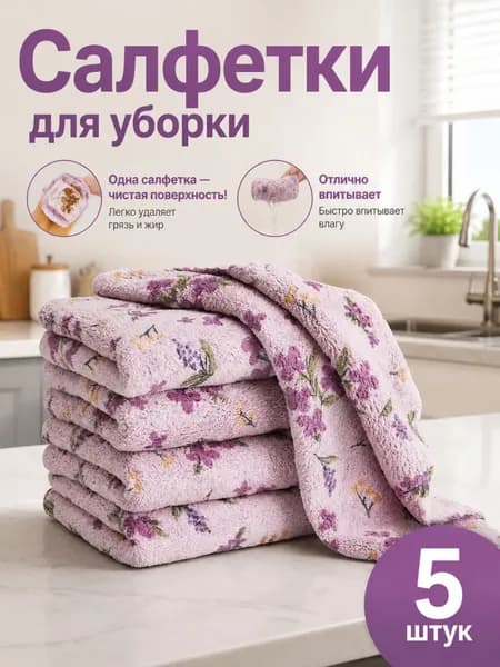 Салфетки для уборки, 30cmX30cm см, 5 шт.