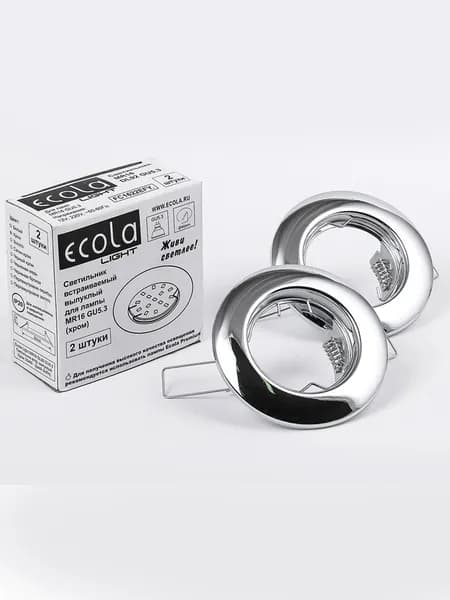 Светильник MR16 DL92 GU5.3 встр. выпуклый хром 30x80 (кd74) Ecola Light (упаковка 2шт)