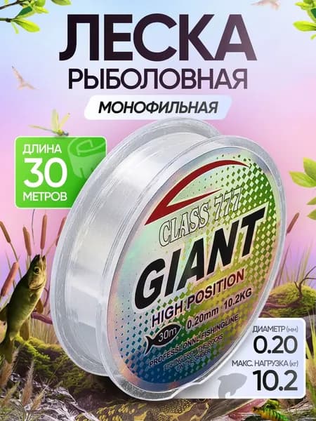 Леска зимняя монофильная рыболовная GIANT 30м