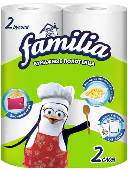 Familia Бумажные полотенца в рулоне для кухни двухслойные 2шт