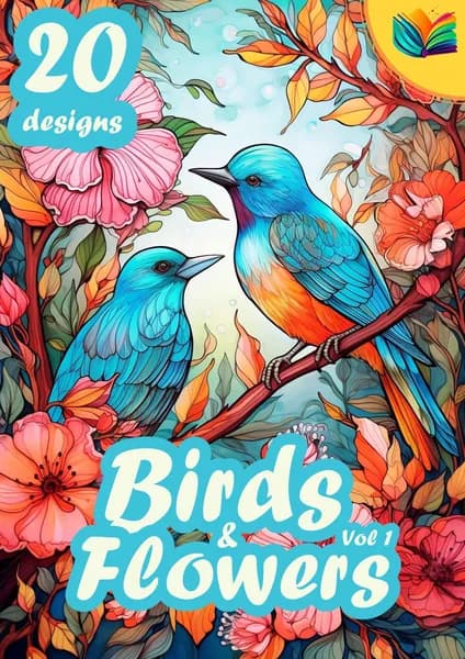 Раскраска "Птицы" (Birds Flowers), А5, 20 изображений