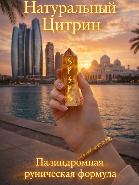 Обелиск "Ресурс Изобилия" из цитрина скандинавские руны