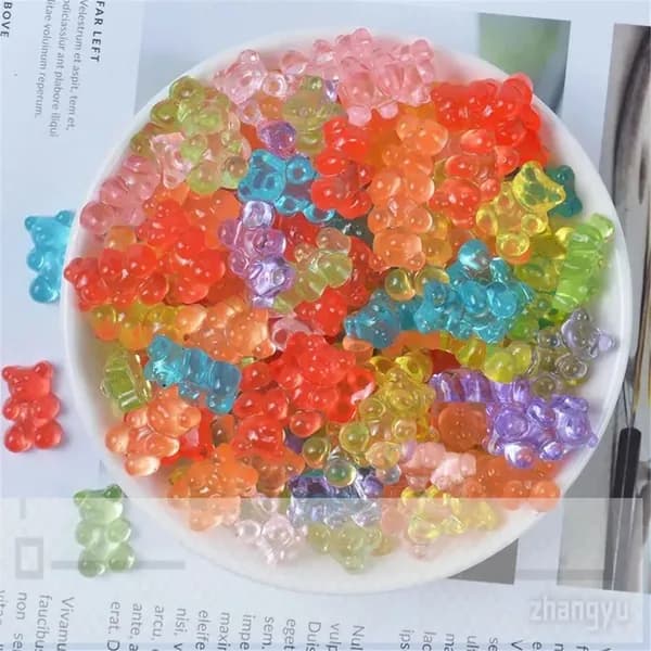 12 резиновых бусин-медведей, Многоцветный