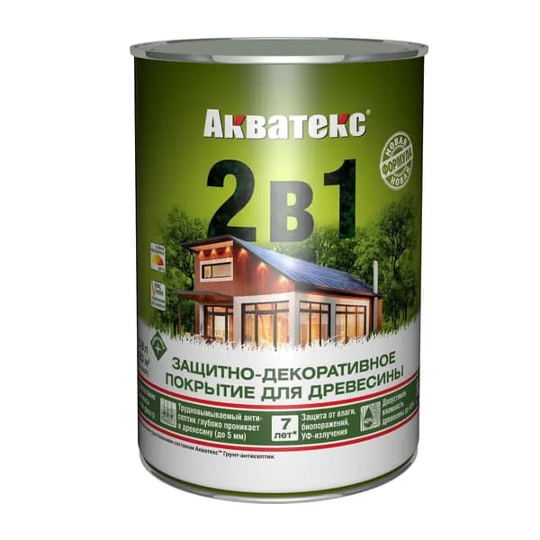 Акватекс 2 в 1, пропитка по дереву, цвет Груша, 0,8 л