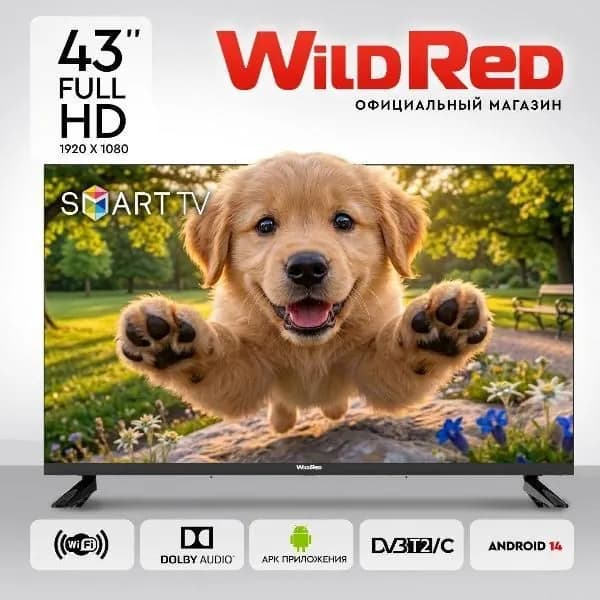 WildRed Телевизор QWS 43″ Full HD, черный