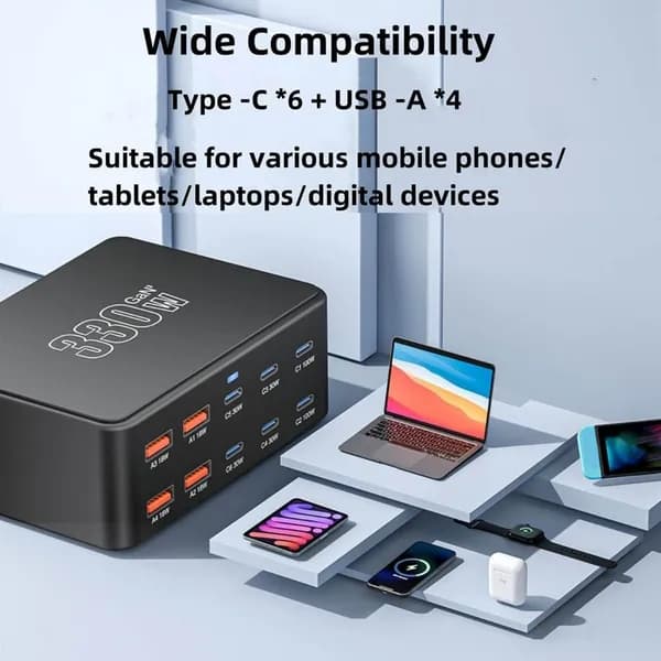 10-портовый USB-C зарядник 100W GaN