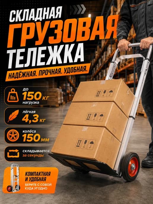 Тележка хозяйственная складная для дома 150 кг
