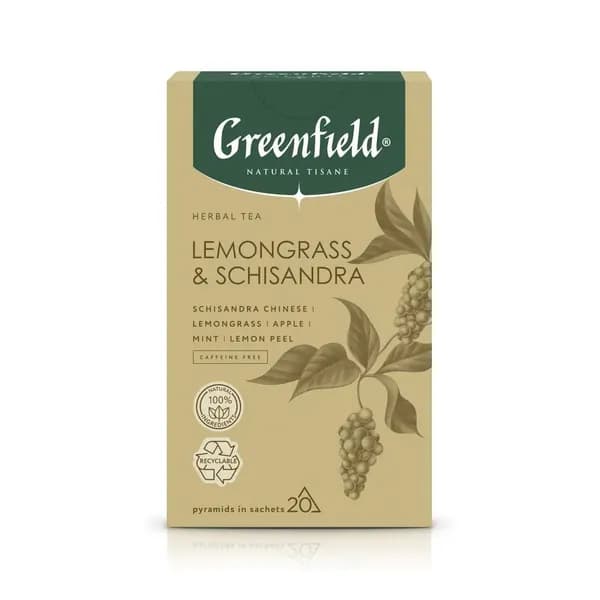 Чай в пирамидках травяной Greenfield Natural Tisane Lemongrassr&Schisandra(Лемонграсс энд Шисандра), 20*1,8 г