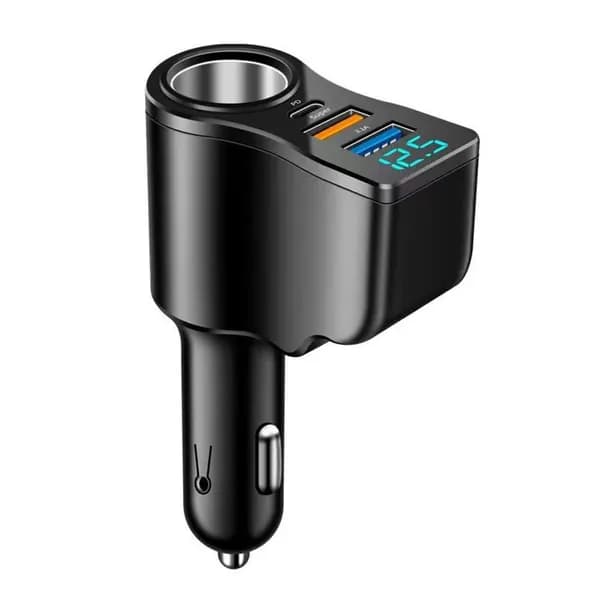 Разветвитель прикуривателя 4 в 1 с быстрой зарядкой 66Вт и USB-C PD Вольтметр для авто, зарядное устройство в машину