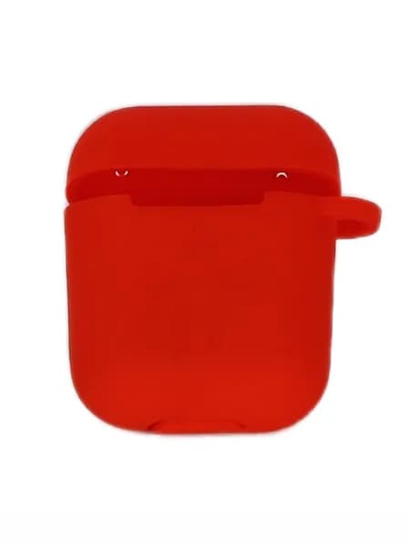 Чехол для Airpods 1/2 Silicone case, с карабином, красный
