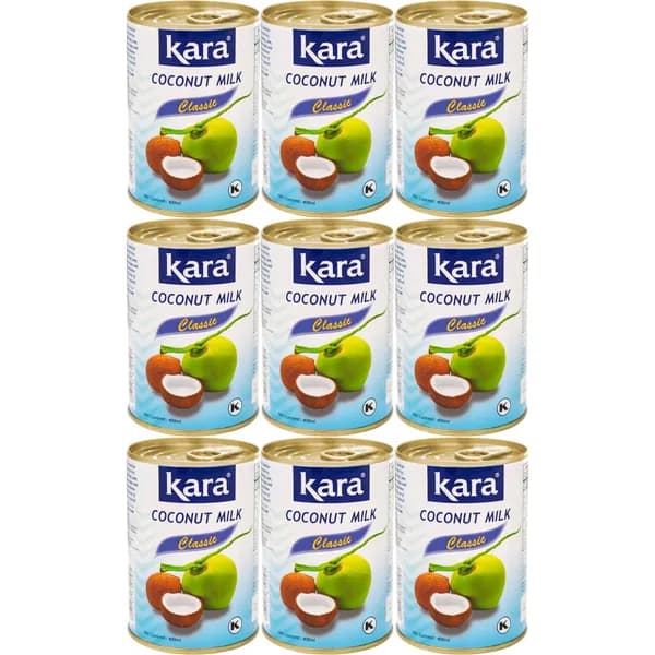 Растительный напиток кокосовый Kara Classic 17% 0,4 л, набор: 9 штук