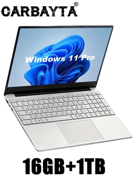 CARBAYTA N5095A Ноутбук 15.6", Intel Celeron N5095, RAM 16 ГБ, SSD 1024 ГБ, Intel HD Graphics, Windows Pro, серебристый, Русская раскладка