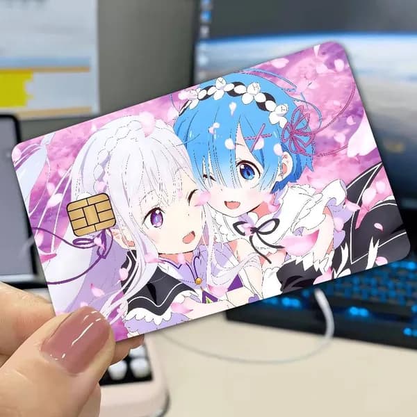 Аниме Re Zero Re Zero Anime Наклейки на банковские карты, защитная водостойкая для всех карт