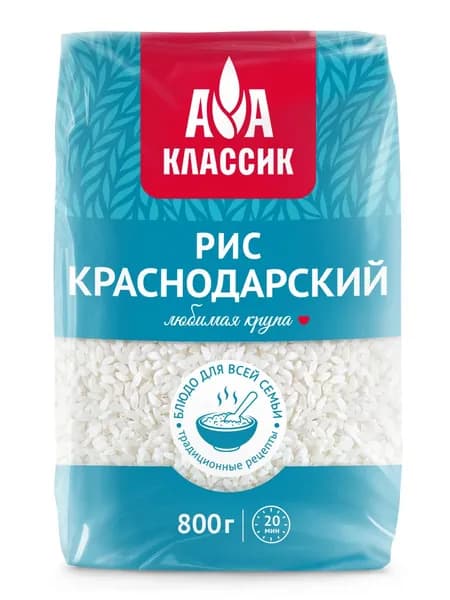 Рис краснодарский круглозерный Классик 800 г, Агро-Альянс